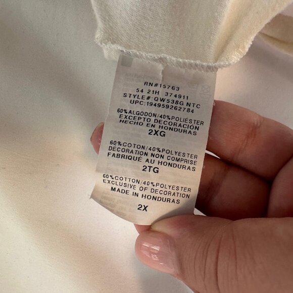 Champion Cropped Ivory T-Shirt Mauve Contrast Stitch 2X - Picture 8 of 10